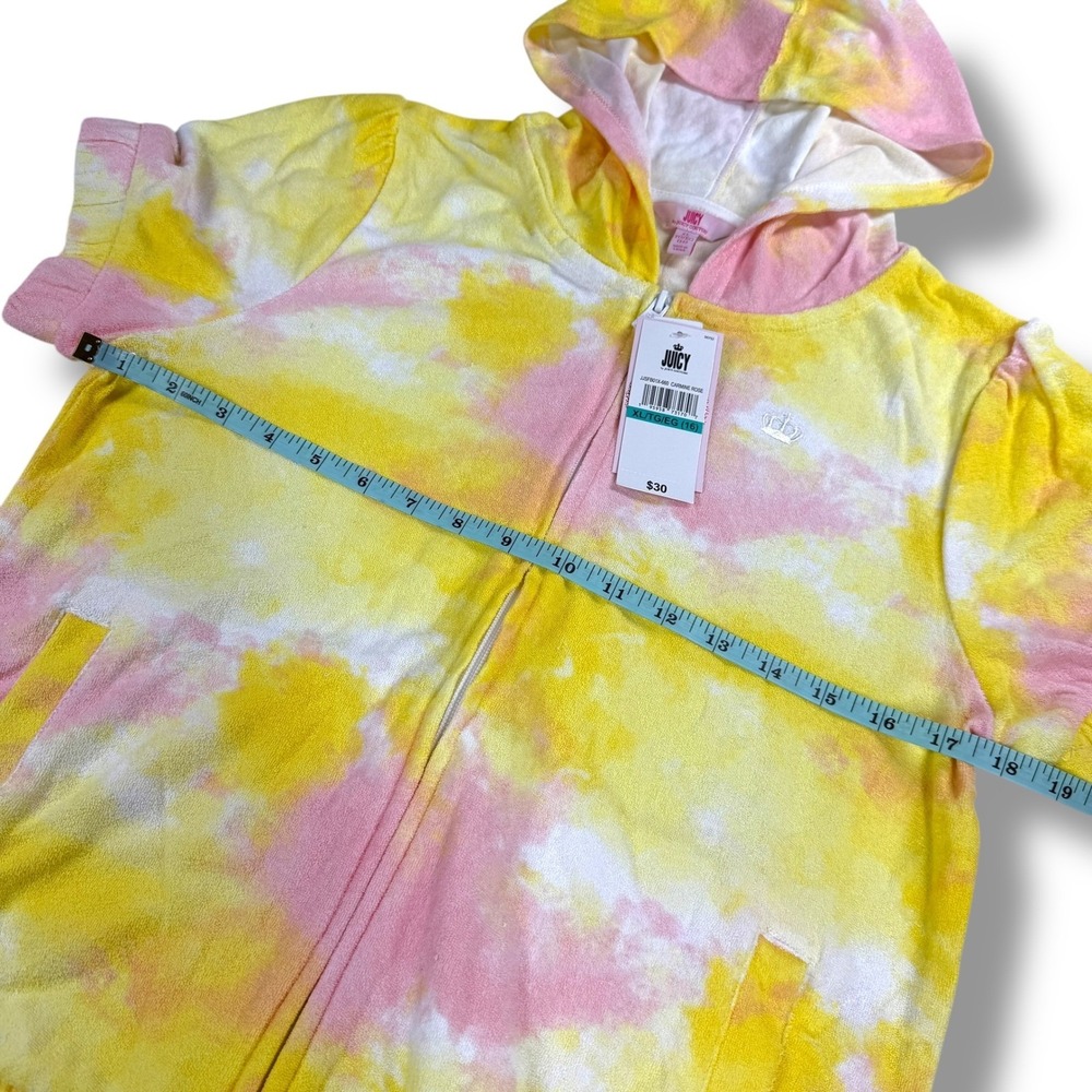 Juicy Couture Terry Cloth Tie Dye Lounge Set Short Sleeve Hoodie‎ and Shorts - Picture 8 of 12